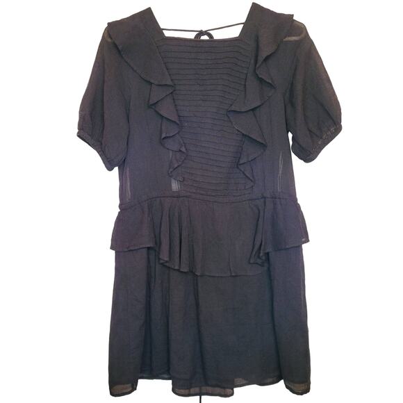 Free people In the Mood for Love tiered ruffle backless black mini dress size S - Picture 2 of 8